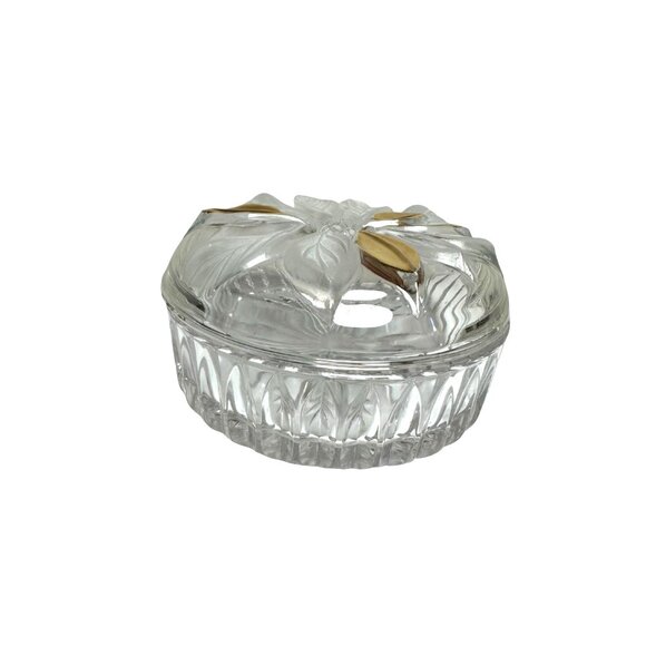 Vintage Studio Nova Decorative Trinket Box with Poinsettia Motif & Gold Accents - Picture 1 of 6